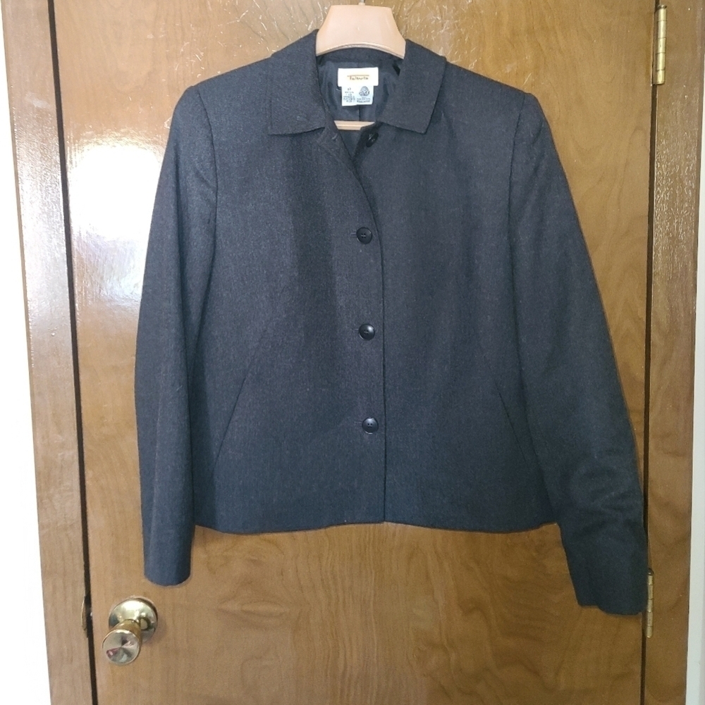 Talbots wool grey jacket sz 10
